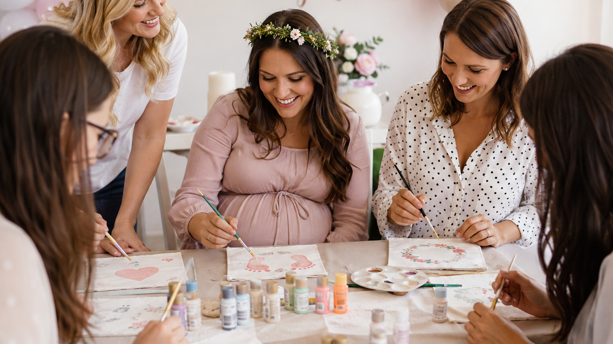 Die schönste Erinnerung an die Babyshower Party: Gemeinsam eine Krabbeldecke gestalten