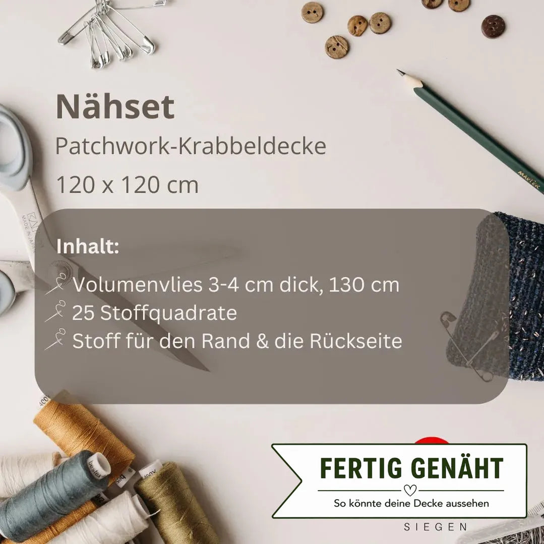 Nähpaket * Krabbeldecke* Patchwork * Blaue Safari-stoffwerk-siegen