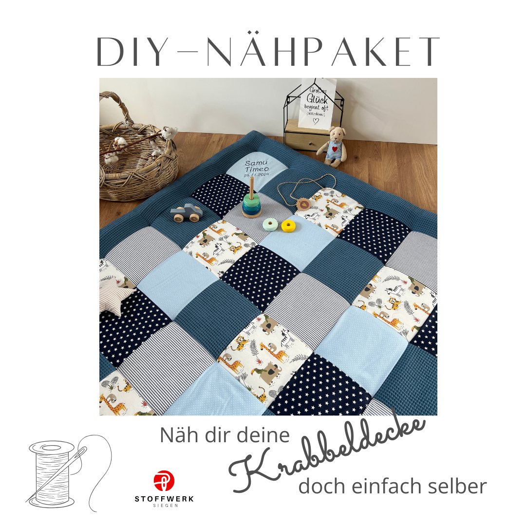 Nähpaket * Krabbeldecke* Patchwork * Blaue Safari-stoffwerk-siegen