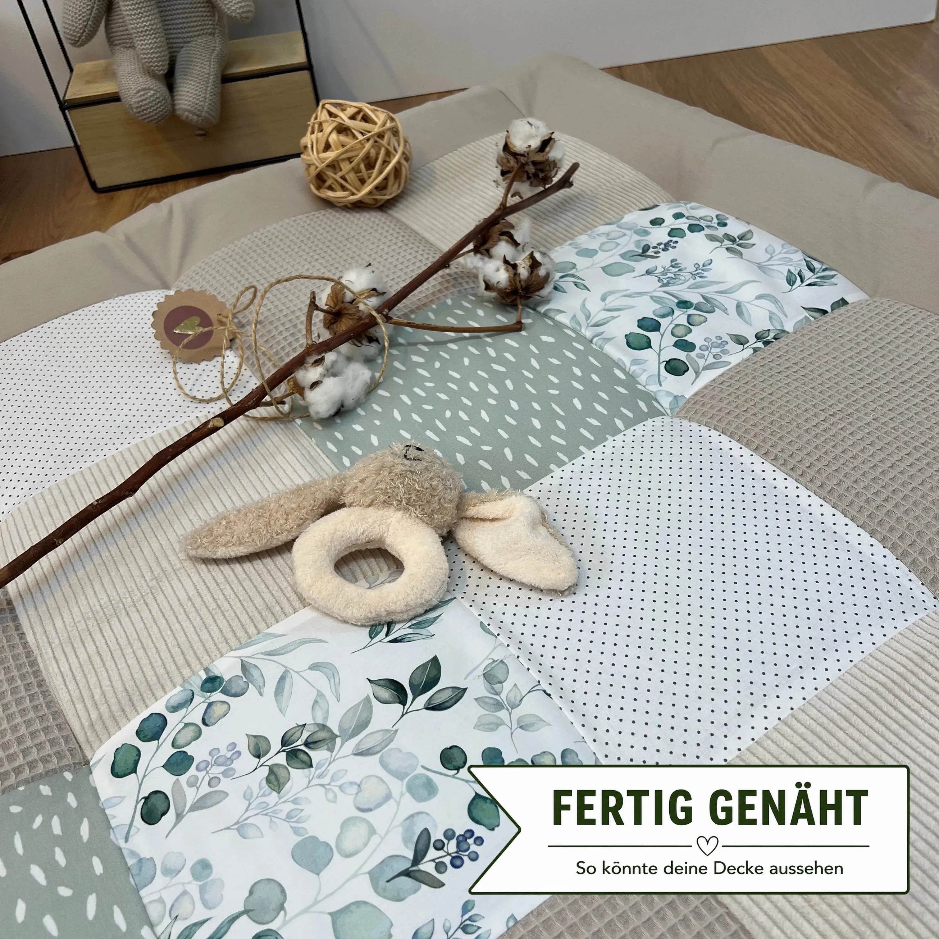 Nähpaket * Krabbeldecke* Patchwork * Eukalyptus Cord Sand Waffel-stoffwerk-siegen