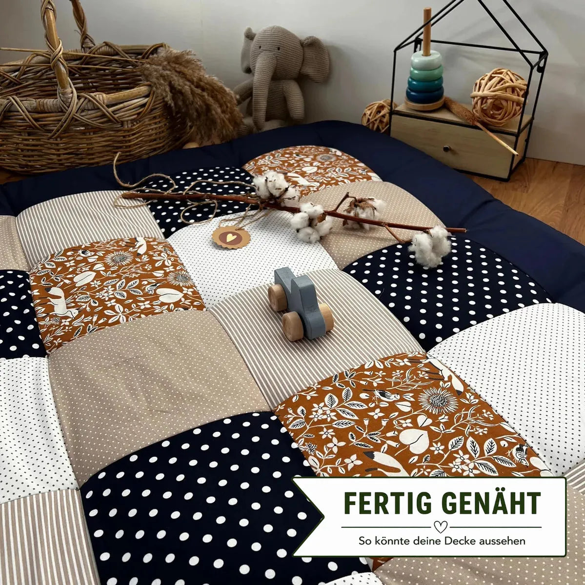 Nähpaket * Krabbeldecke* Patchwork * Fuchs Rost Blau-stoffwerk-siegen