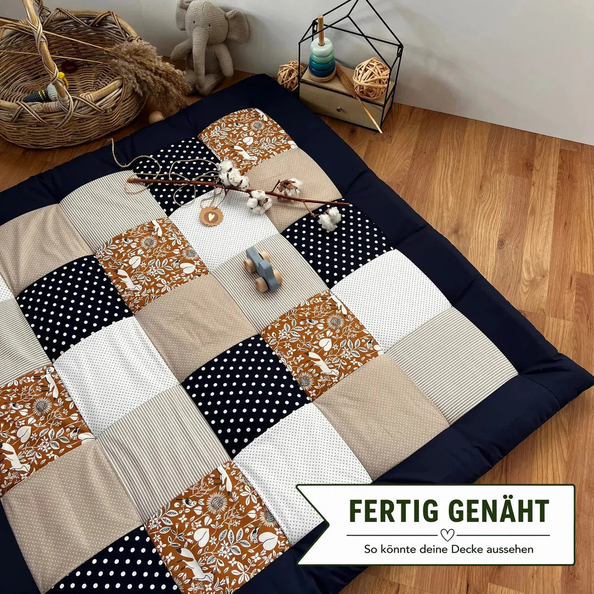 Nähpaket * Krabbeldecke* Patchwork * Fuchs Rost Blau-stoffwerk-siegen