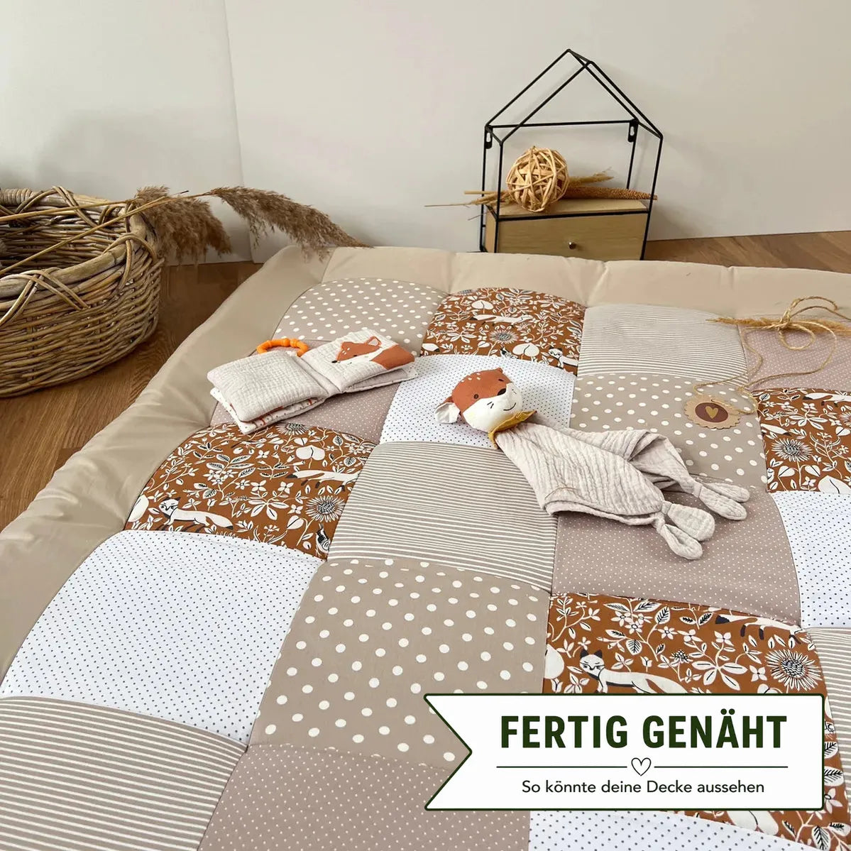 Nähpaket * Krabbeldecke* Patchwork * Fuchs Rost Sand-stoffwerk-siegen