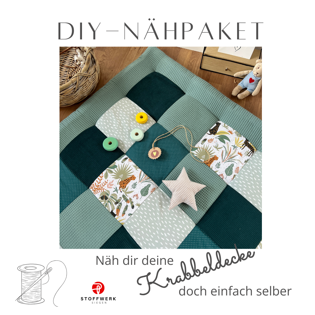 Nähpaket * Krabbeldecke* Patchwork * Regenwald Petrol Grün-stoffwerk-siegen