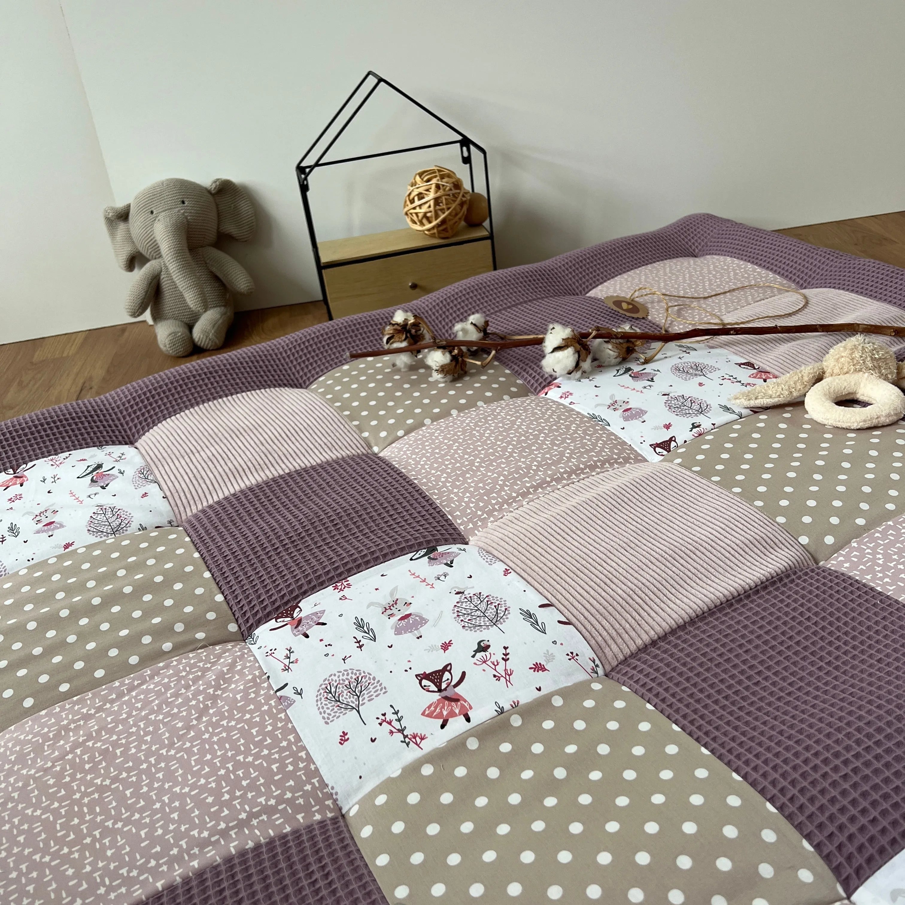 Nähpaket * Krabbeldecke* Patchwork * Rehe Pastell Lilac-stoffwerk-siegen