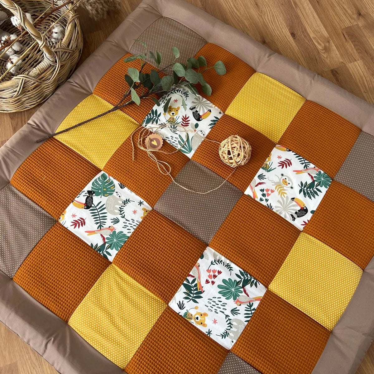 Nähpaket * Krabbeldecke* Patchwork * Safari Senfgelb Curry-stoffwerk-siegen