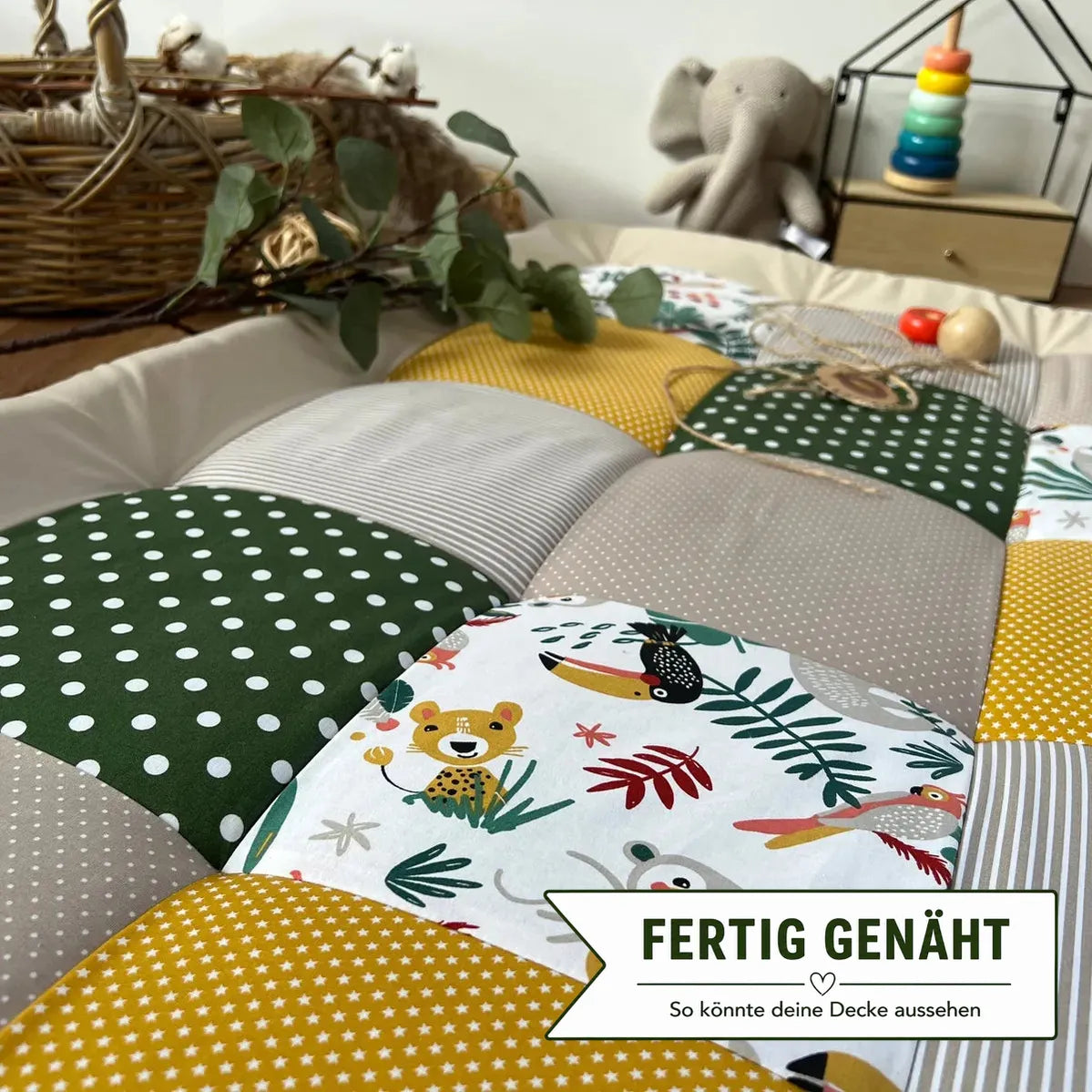 Nähpaket * Krabbeldecke* Patchwork * Savanne Gelb Grün-stoffwerk-siegen