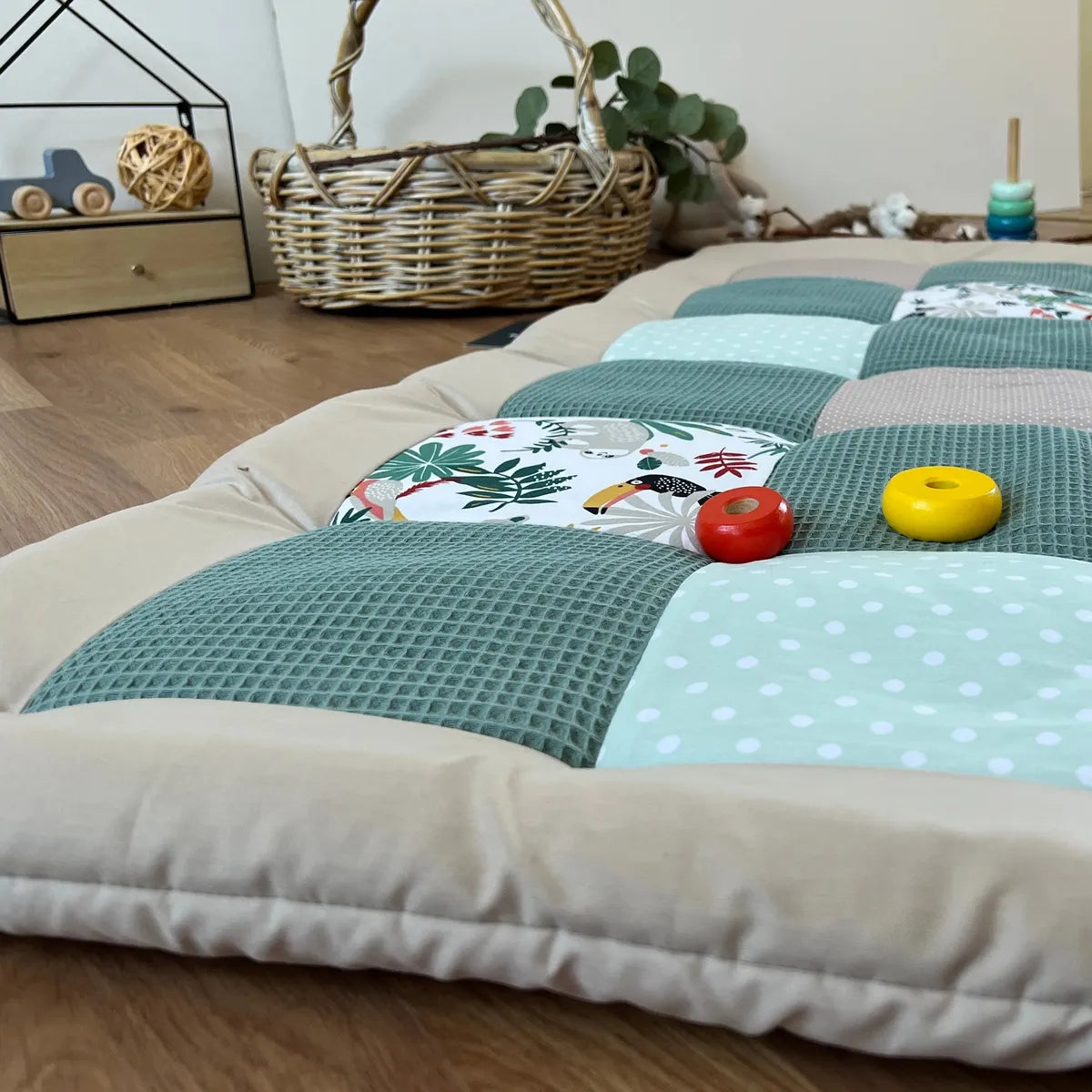 Nähpaket * Krabbeldecke* Patchwork * Waffelpique´* Dschungel Grün-stoffwerk-siegen