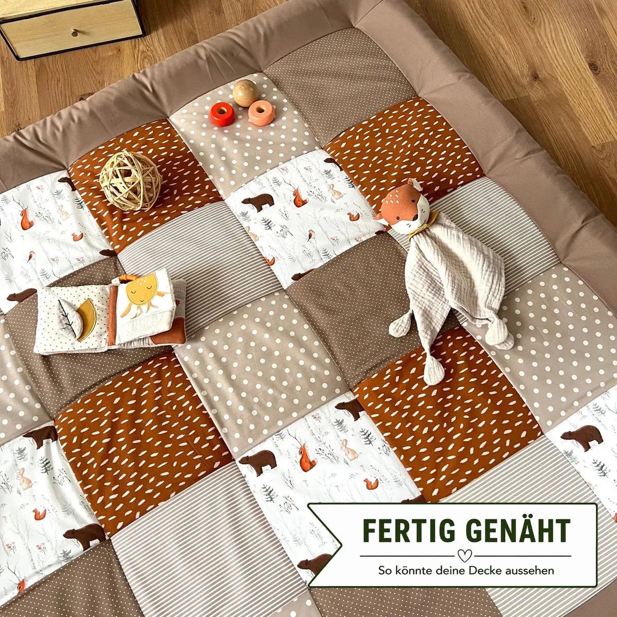Nähpaket * Krabbeldecke* Patchwork * Waldtiere Rost Sand-stoffwerk-siegen