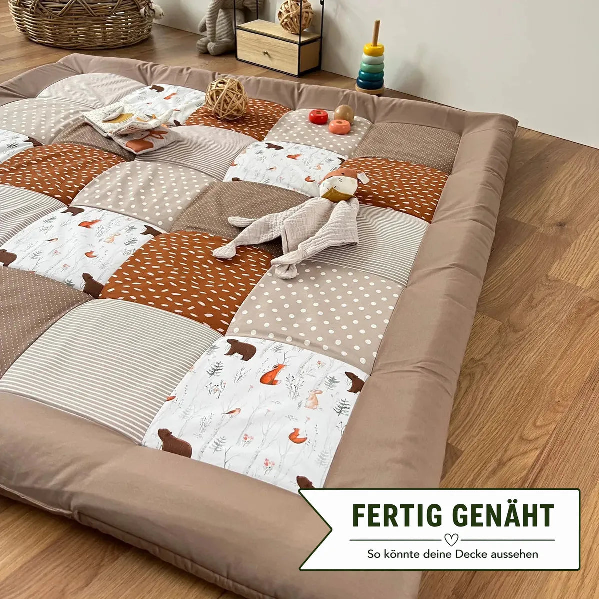 Nähpaket * Krabbeldecke* Patchwork * Waldtiere Rost Sand-stoffwerk-siegen