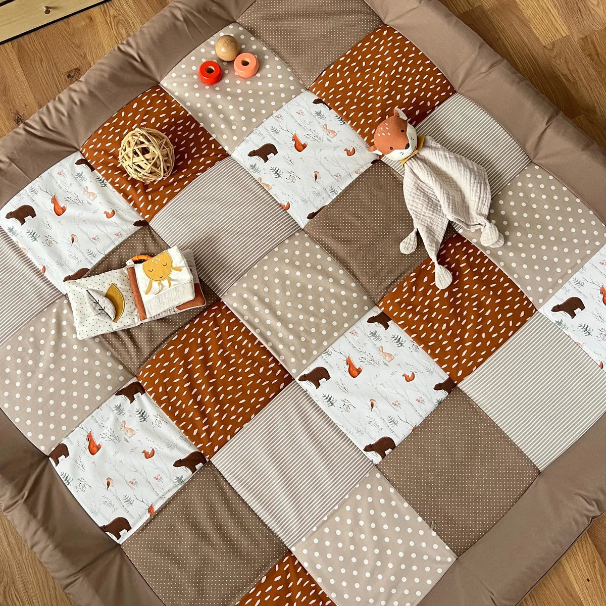 Nähpaket * Krabbeldecke* Patchwork * Waldtiere Rost Sand-stoffwerk-siegen