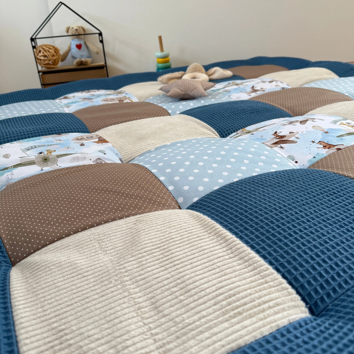 Nähpaket * Krabbeldecke* Patchwork * Wolkenstürmer Blau-stoffwerk-siegen