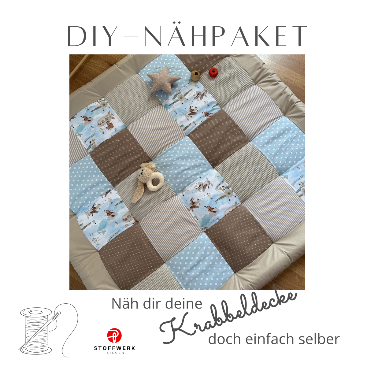 Nähpaket * Krabbeldecke* Patchwork * Wolkenstürmer Sand-stoffwerk-siegen