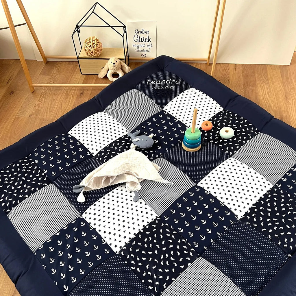 Nähpaket * Krabbeldecke* Patchwork * Anker Wale Blau-stoffwerk-siegen