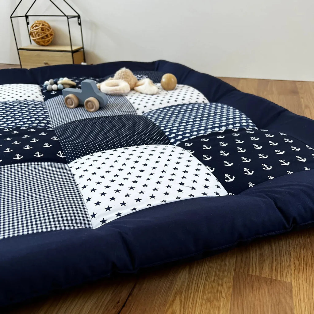 Nähpaket * Krabbeldecke* Patchwork * Anker Wale Blau-stoffwerk-siegen