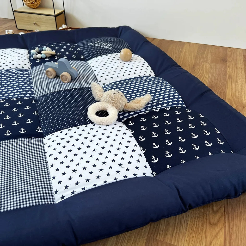 Nähpaket * Krabbeldecke* Patchwork * Anker Wale Blau-stoffwerk-siegen