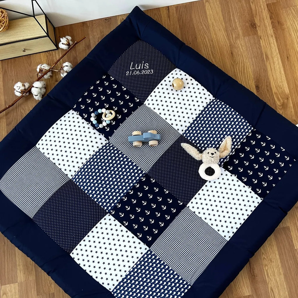 Nähpaket * Krabbeldecke* Patchwork * Anker Wale Blau-stoffwerk-siegen