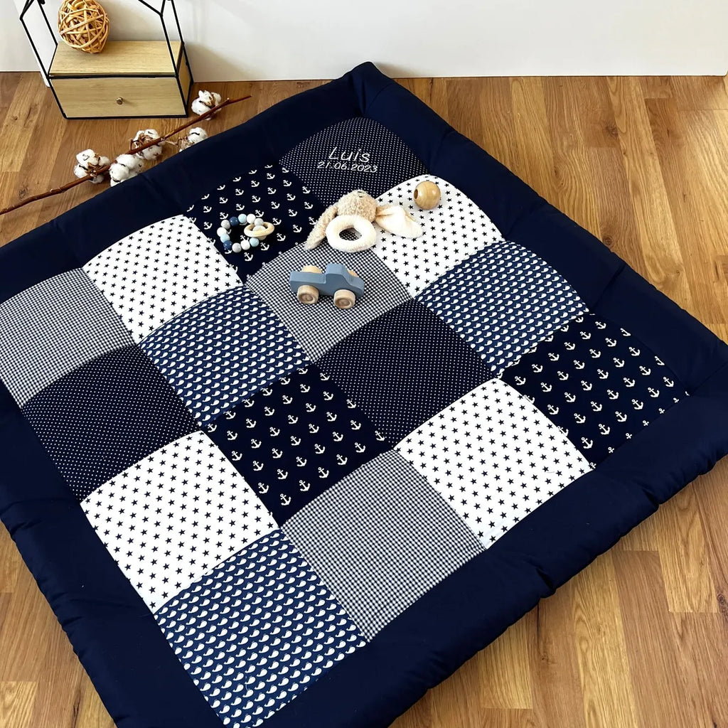 Nähpaket * Krabbeldecke* Patchwork * Anker Wale Blau-stoffwerk-siegen