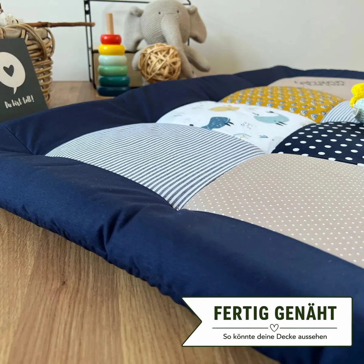 Nähpaket * Krabbeldecke* Patchwork * Blauwale Senfgelb Navyblau-stoffwerk-siegen