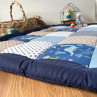 Nähpaket * Krabbeldecke* Patchwork * Dinosaurier Blau Sand-stoffwerk-siegen