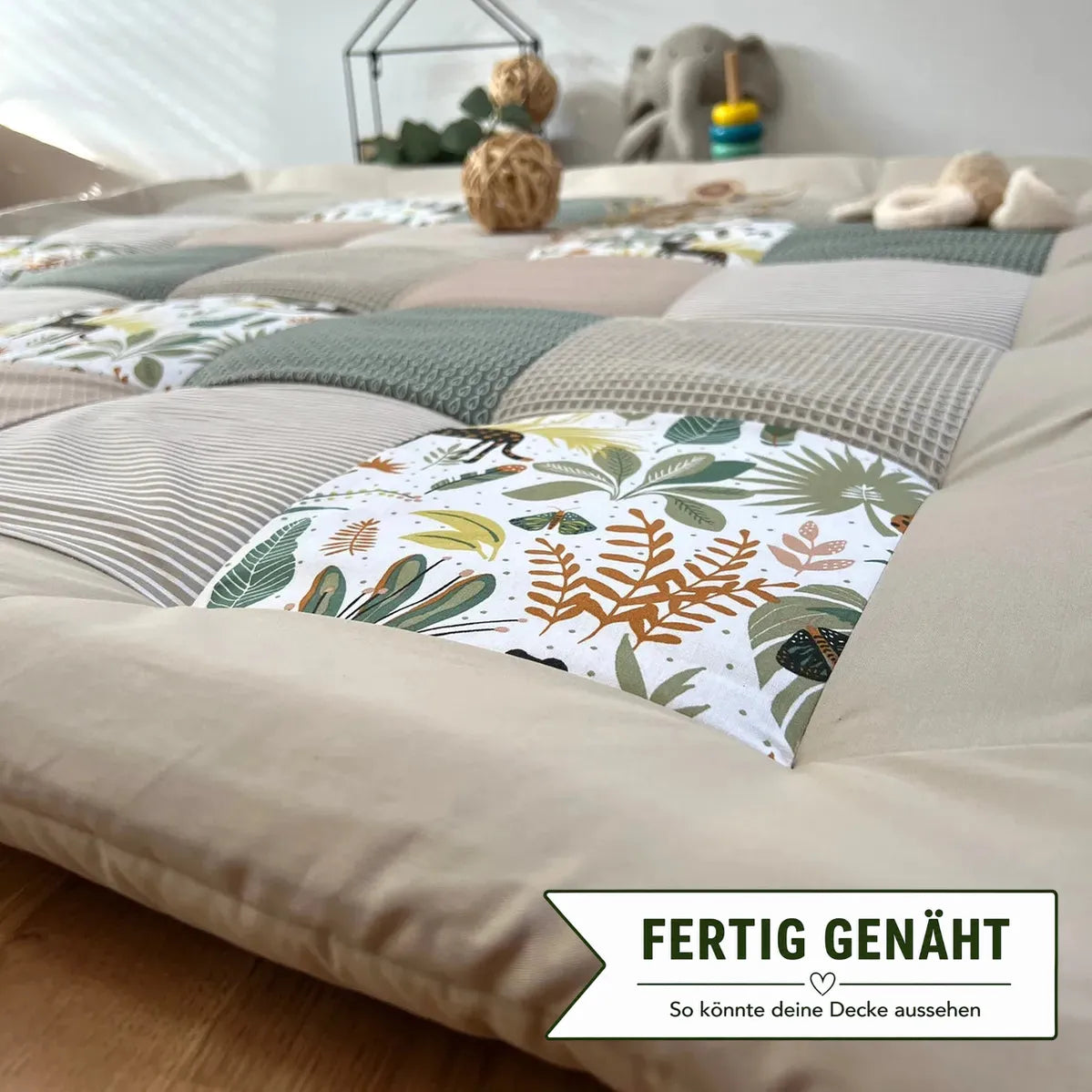 Nähpaket * Krabbeldecke* Patchwork * Dschungel Sand Salbei-stoffwerk-siegen