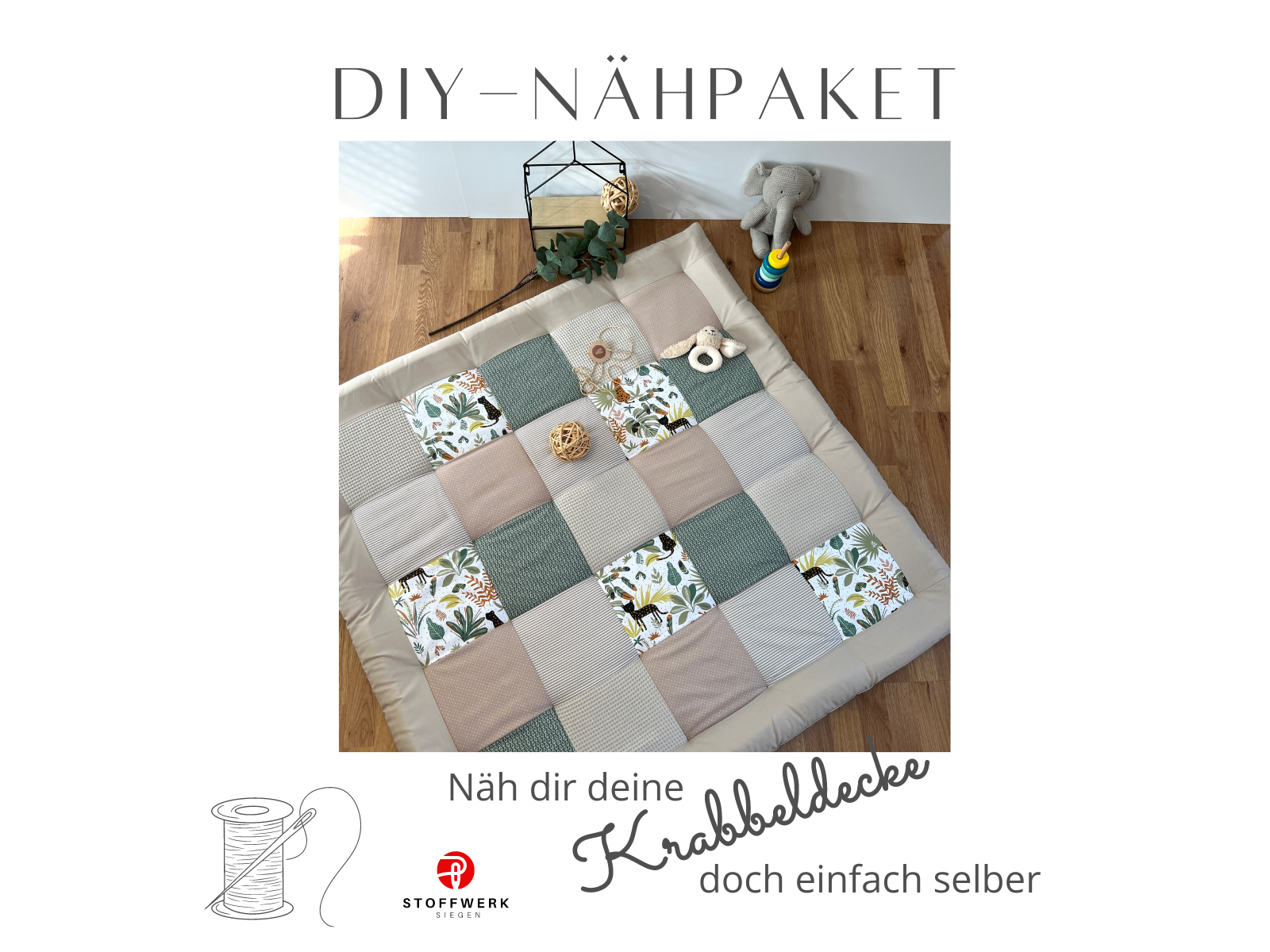 Nähpaket * Krabbeldecke* Patchwork * Dschungel Sand Salbei-stoffwerk-siegen