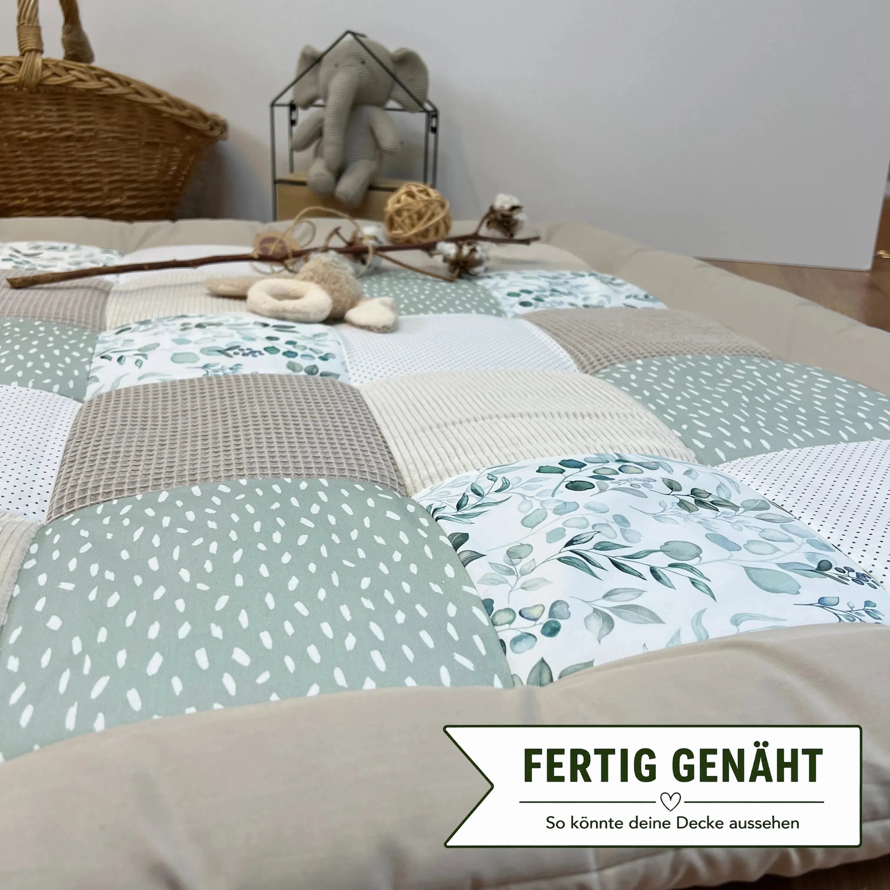 Nähpaket * Krabbeldecke* Patchwork * Eukalyptus Cord Sand Waffel-stoffwerk-siegen