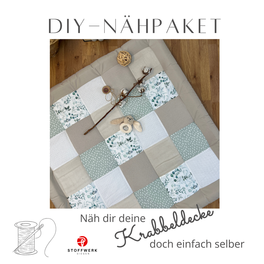 Nähpaket * Krabbeldecke* Patchwork * Eukalyptus Cord Sand Waffel-stoffwerk-siegen
