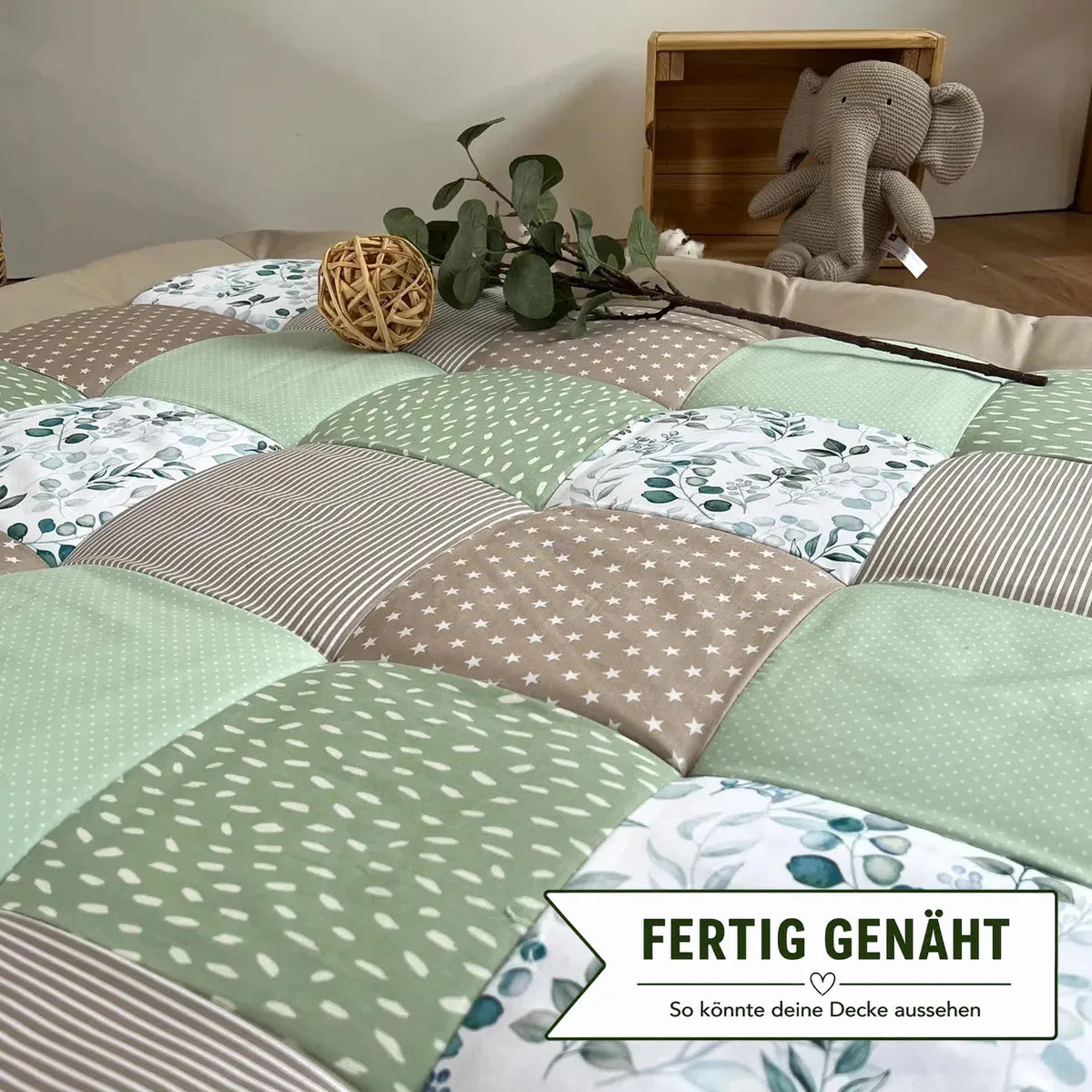 Nähpaket * Krabbeldecke* Patchwork * Eukalyptus Salbei Sand-stoffwerk-siegen