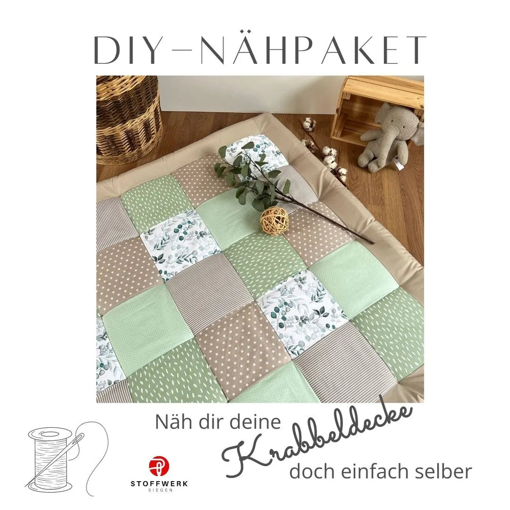 Nähpaket * Krabbeldecke* Patchwork * Eukalyptus Salbei Sand-stoffwerk-siegen