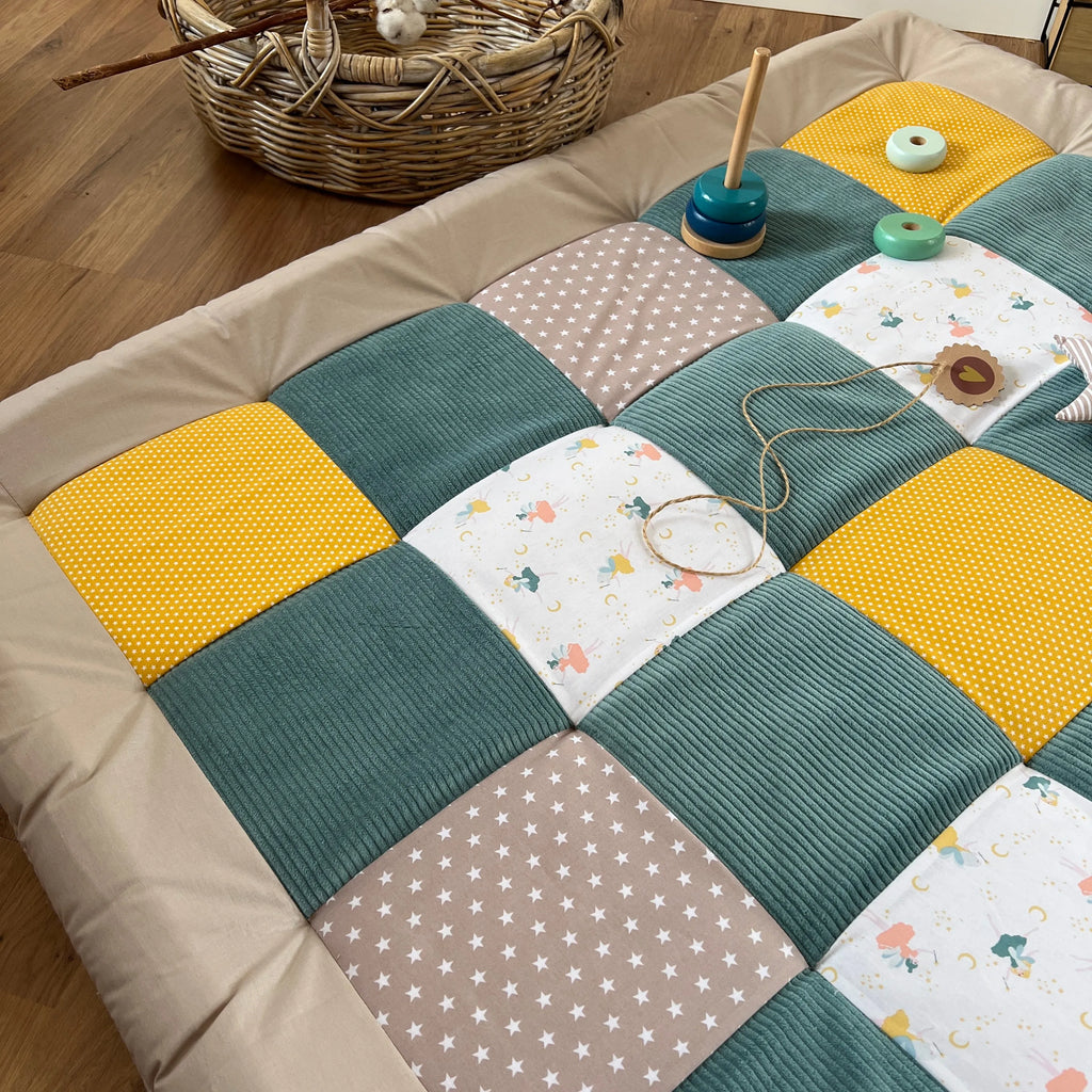 Nähpaket * Krabbeldecke* Patchwork * Feenzauber Salbei Sand Gelb-stoffwerk-siegen