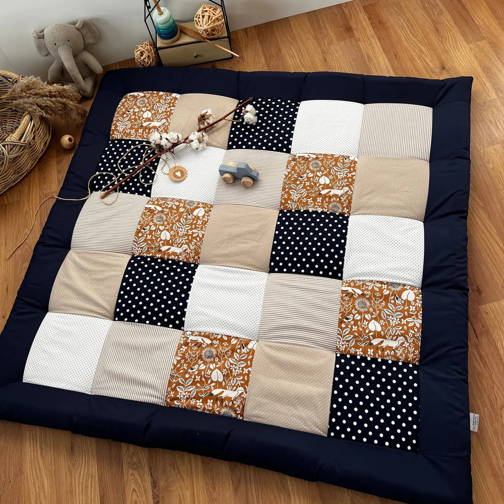 Nähpaket * Krabbeldecke* Patchwork * Fuchs Rost Blau-stoffwerk-siegen