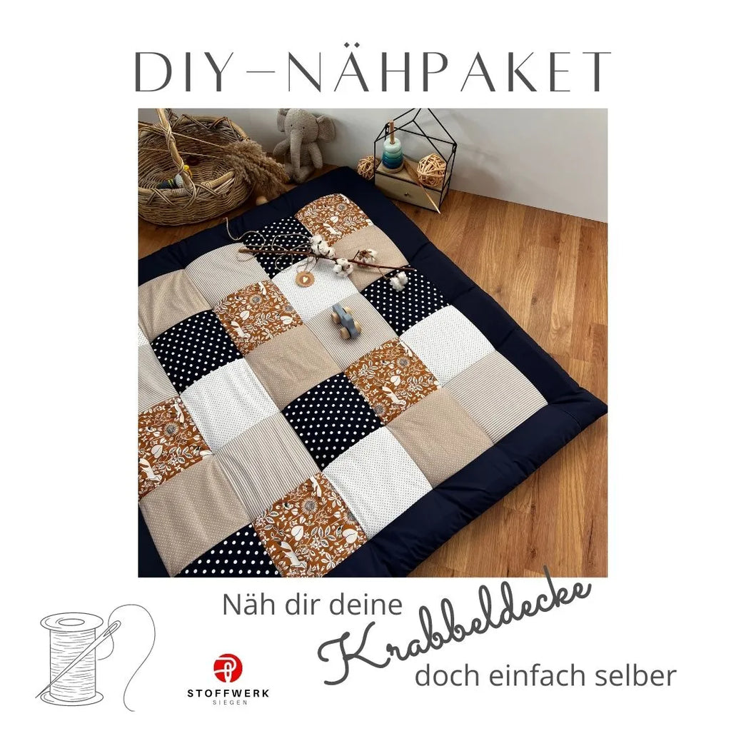 Nähpaket * Krabbeldecke* Patchwork * Fuchs Rost Blau-stoffwerk-siegen