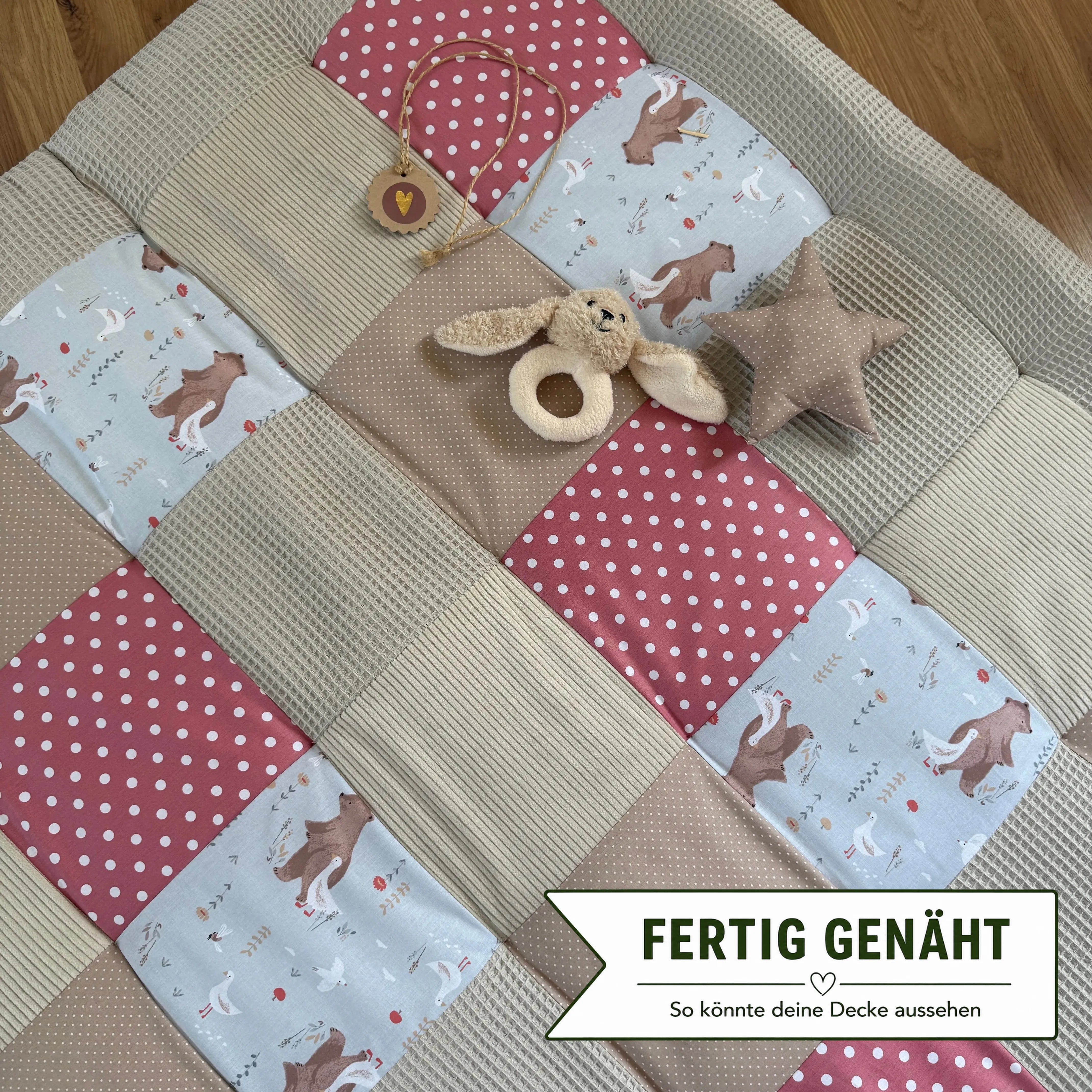 Nähpaket * Krabbeldecke* Patchwork * Märchen Altrosa Sand-stoffwerk-siegen