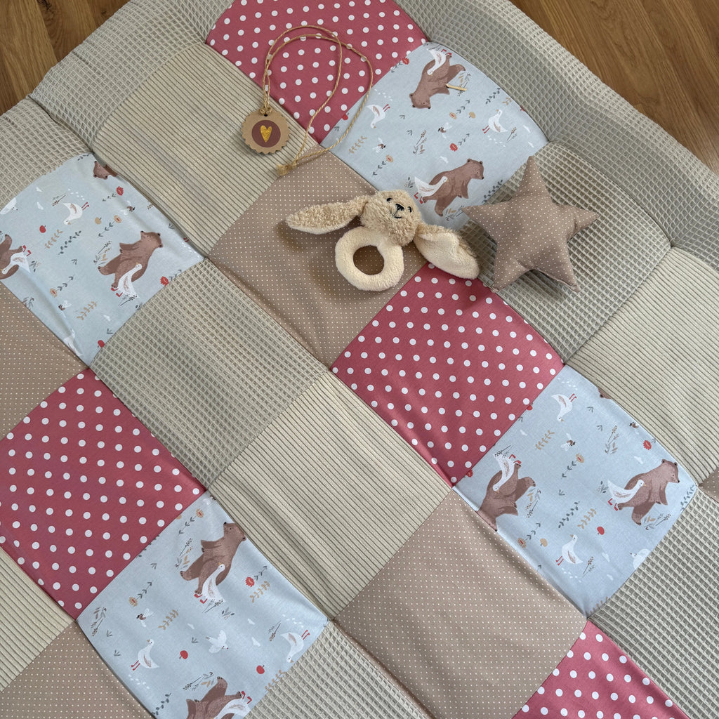 Nähpaket * Krabbeldecke* Patchwork * Märchen Altrosa Sand-stoffwerk-siegen