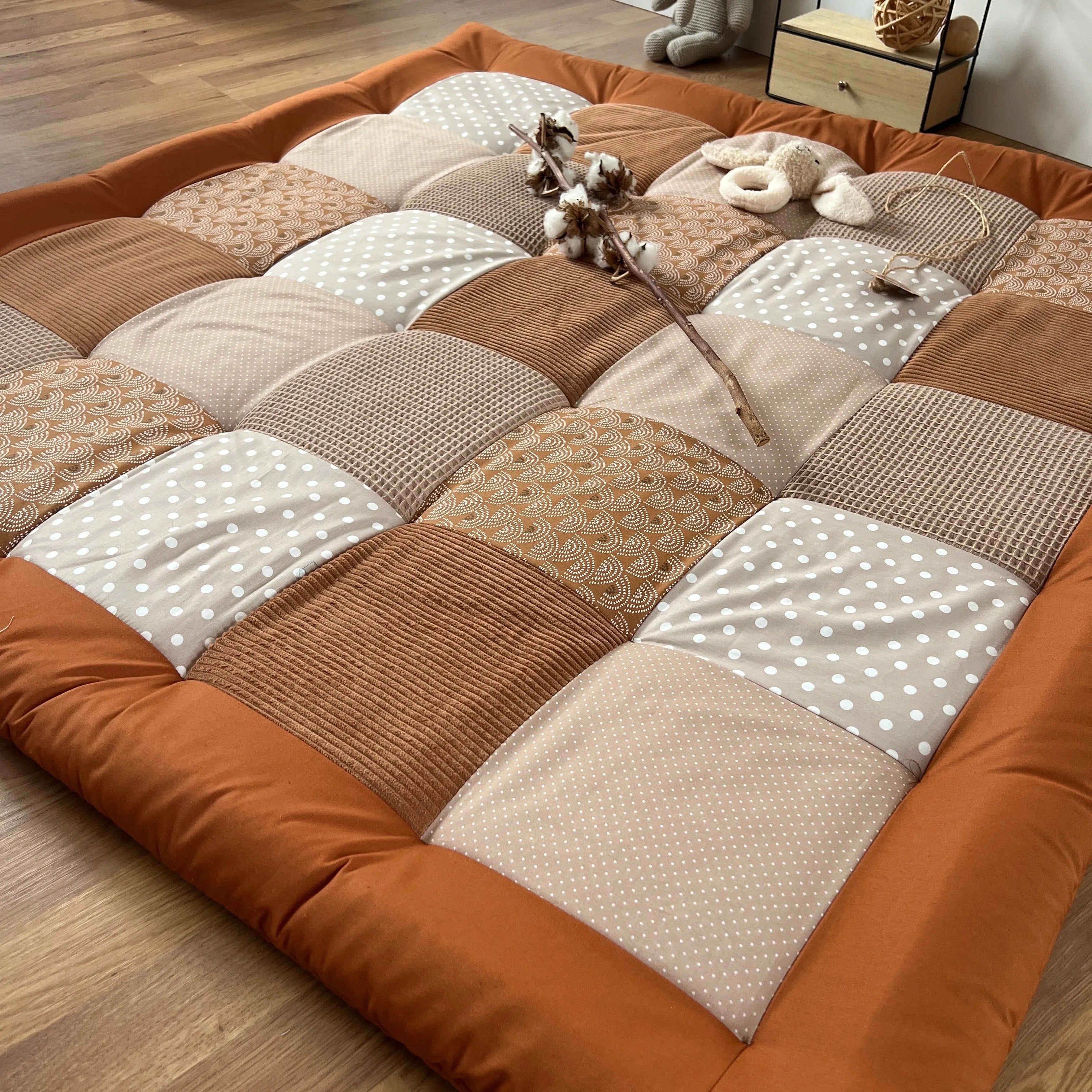 Nähpaket * Krabbeldecke* Patchwork * Regenbogen Rost Sand-stoffwerk-siegen