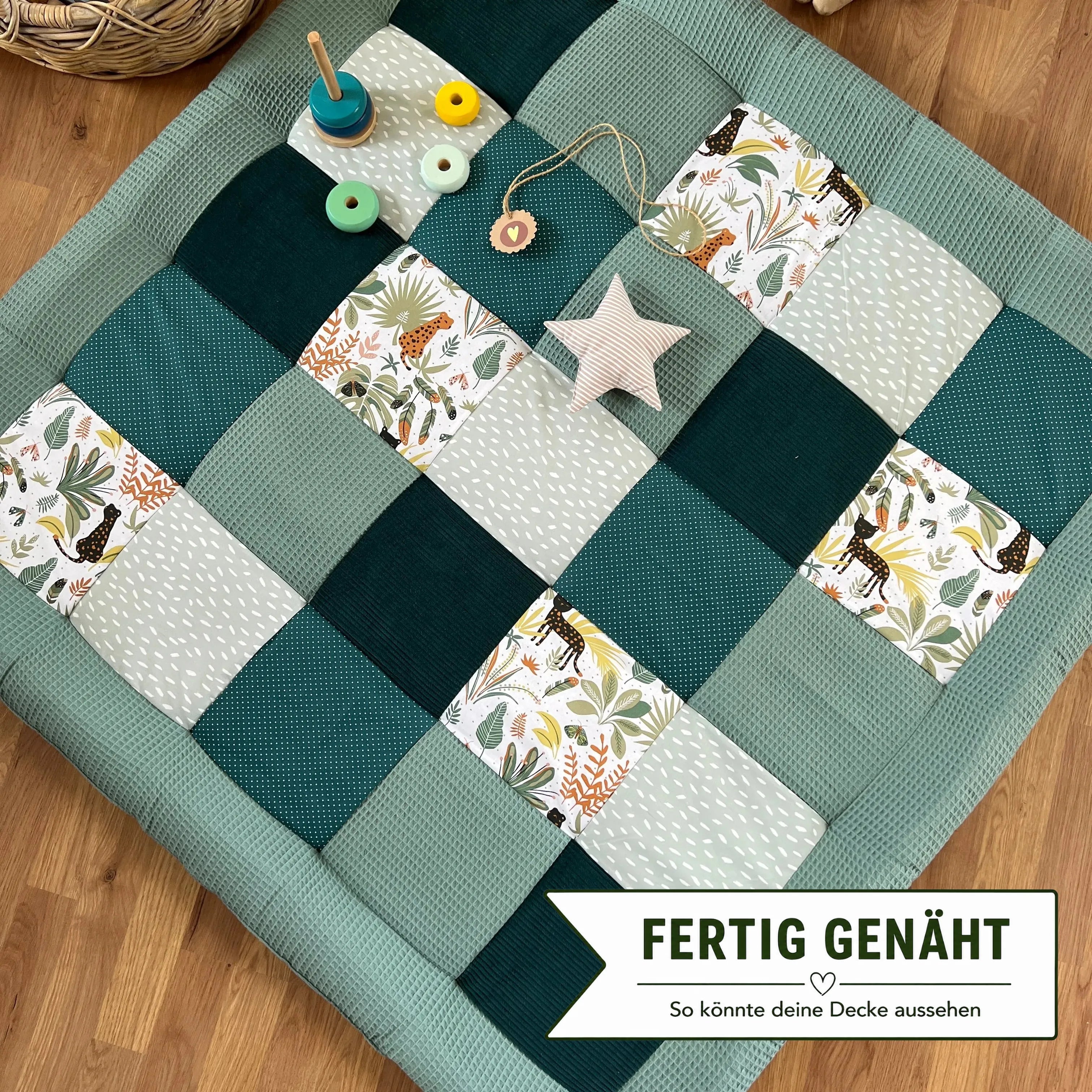 Nähpaket * Krabbeldecke* Patchwork * Regenwald Petrol Grün-stoffwerk-siegen