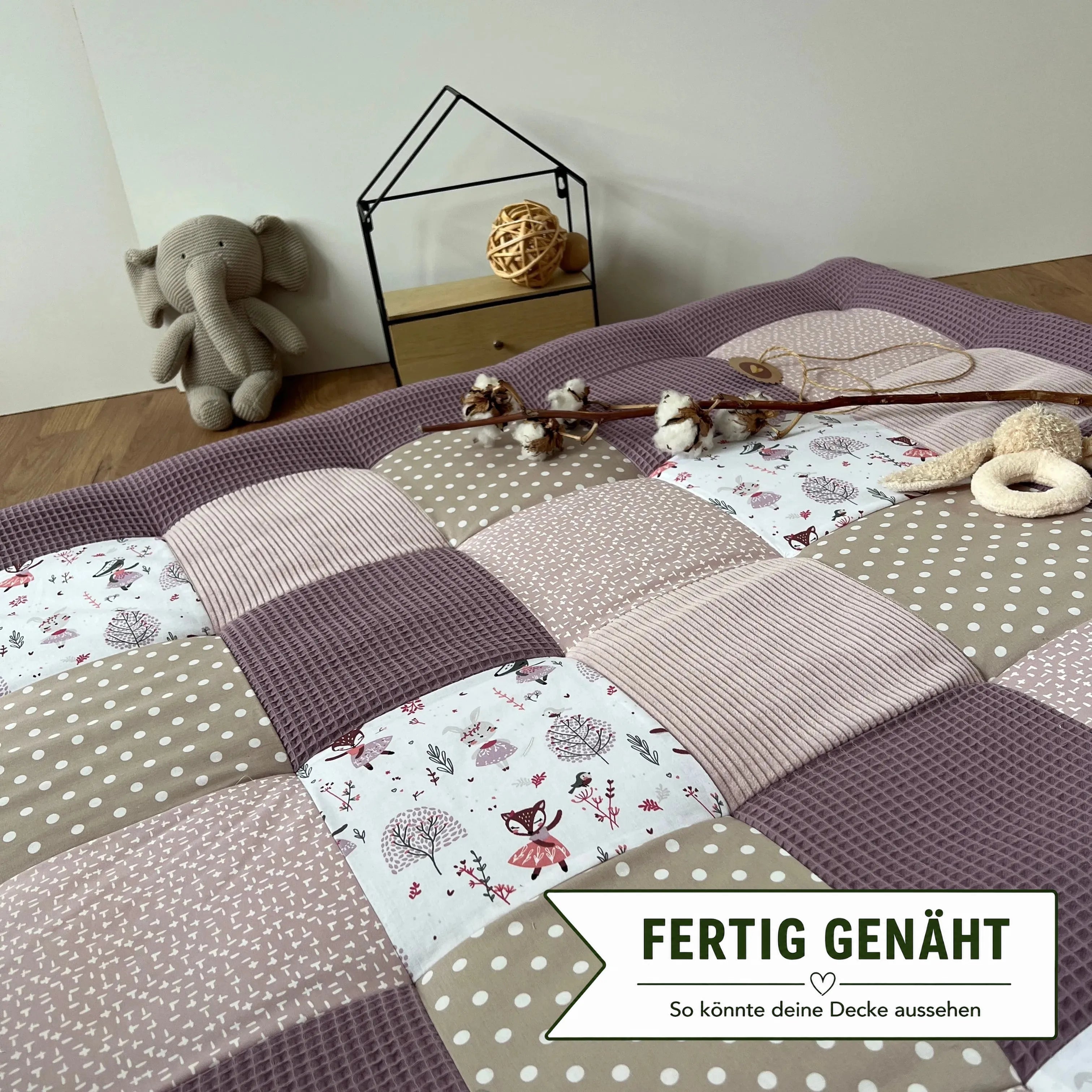 Nähpaket * Krabbeldecke* Patchwork * Rehe Pastell Lilac-stoffwerk-siegen