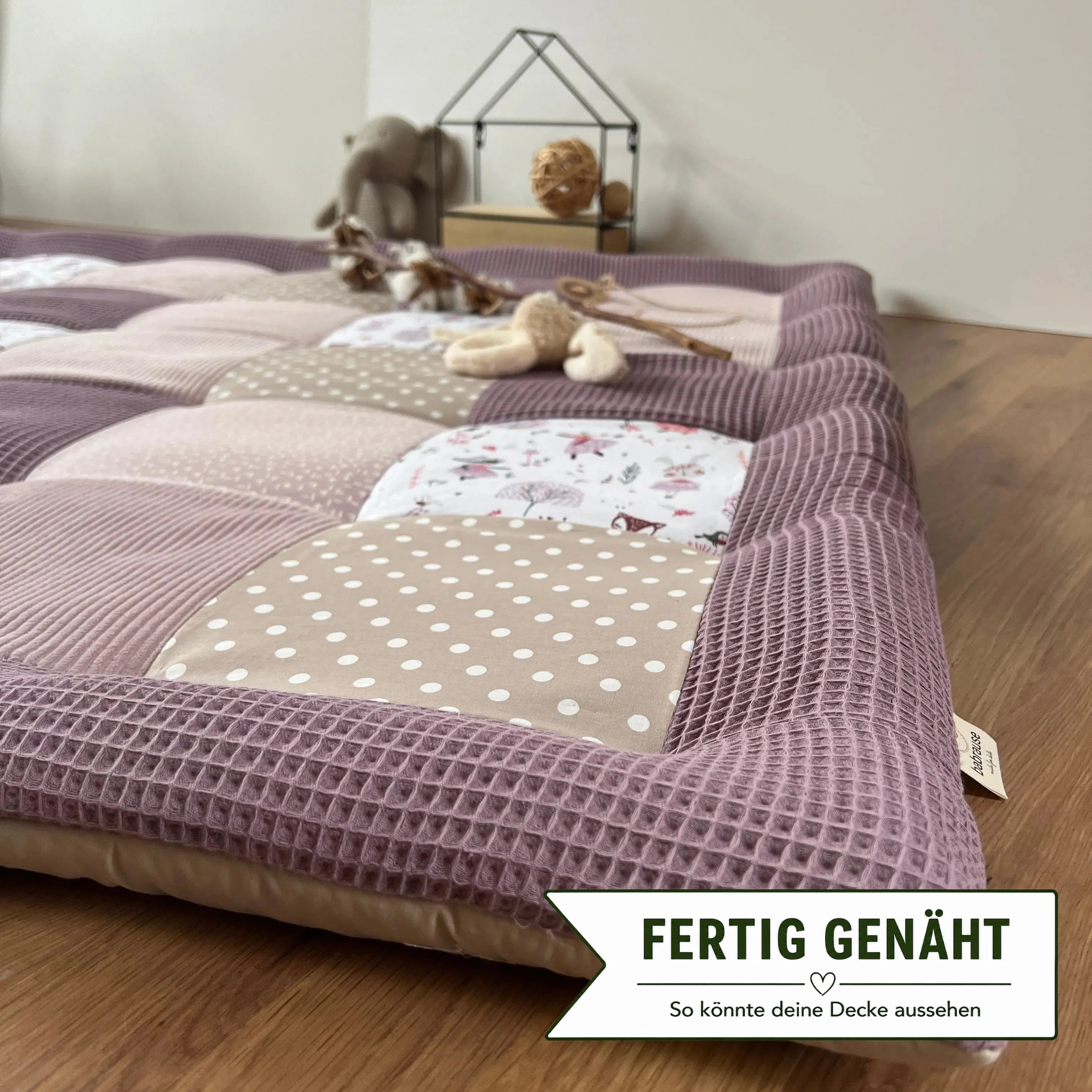 Nähpaket * Krabbeldecke* Patchwork * Rehe Pastell Lilac-stoffwerk-siegen