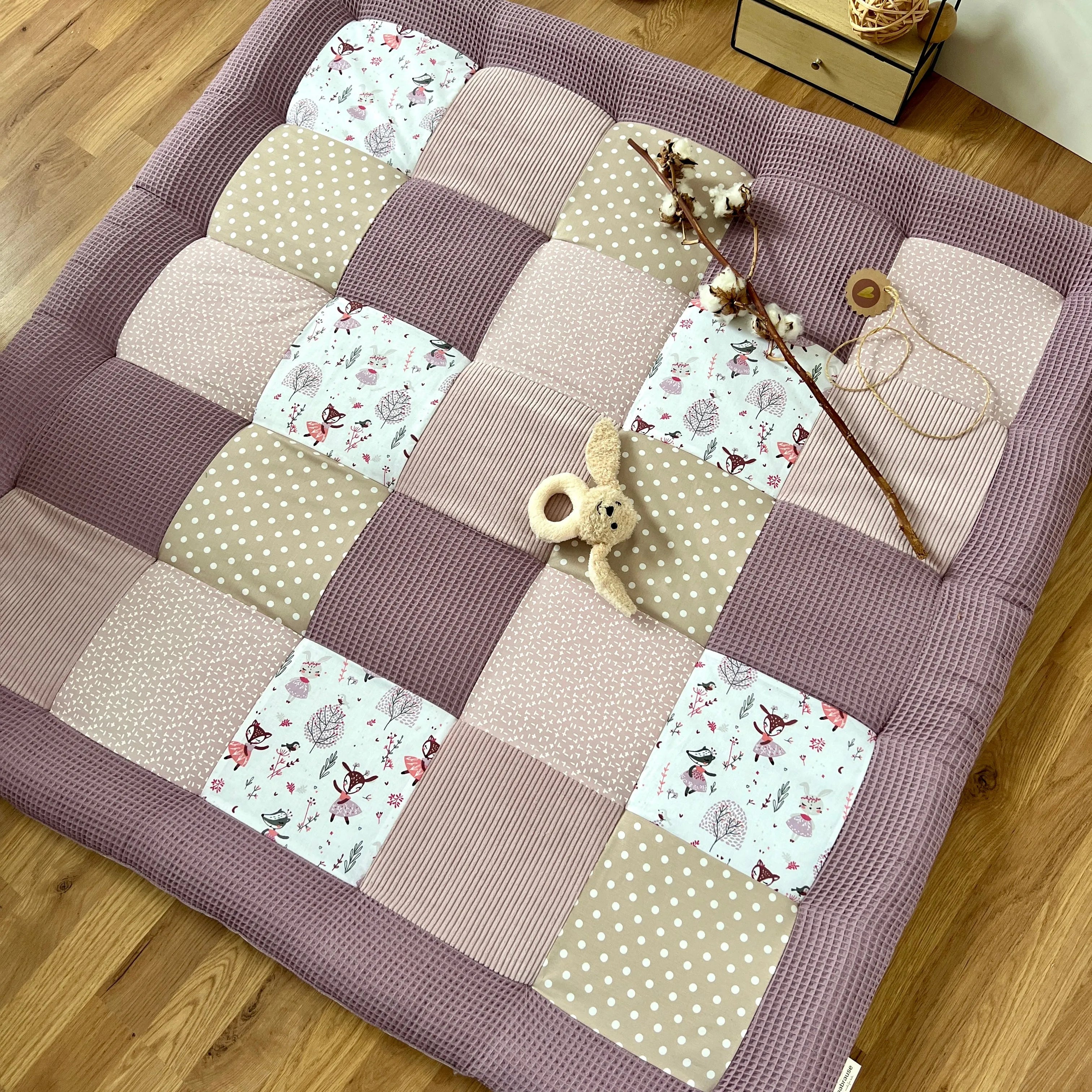 Nähpaket * Krabbeldecke* Patchwork * Rehe Pastell Lilac-stoffwerk-siegen