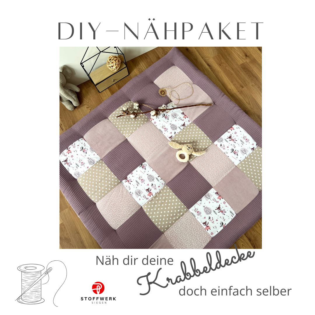 Nähpaket * Krabbeldecke* Patchwork * Rehe Pastell Lilac-stoffwerk-siegen
