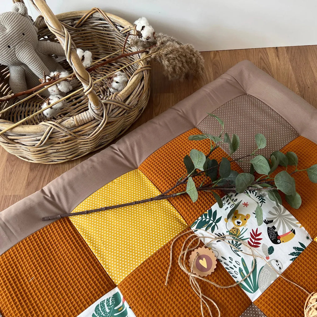 Nähpaket * Krabbeldecke* Patchwork * Safari Senfgelb Curry-stoffwerk-siegen