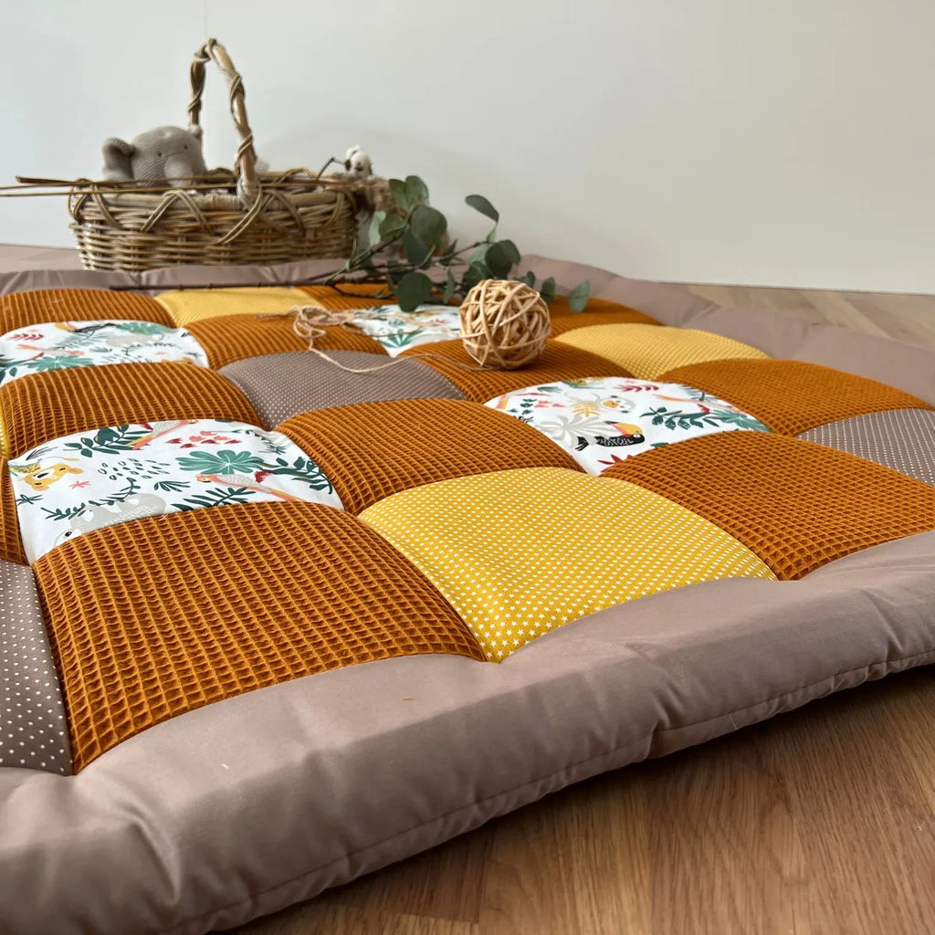 Nähpaket * Krabbeldecke* Patchwork * Safari Senfgelb Curry-stoffwerk-siegen