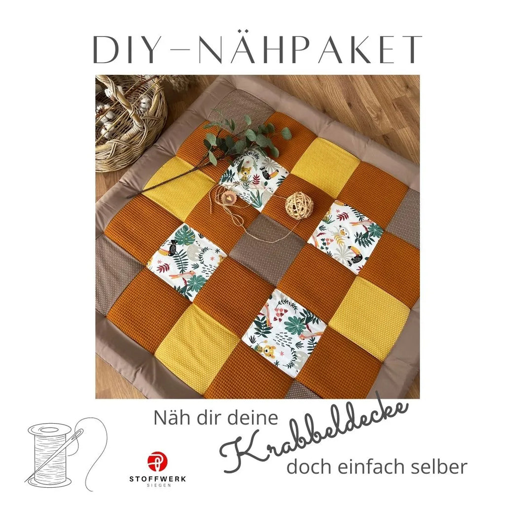 Nähpaket * Krabbeldecke* Patchwork * Safari Senfgelb Curry-stoffwerk-siegen