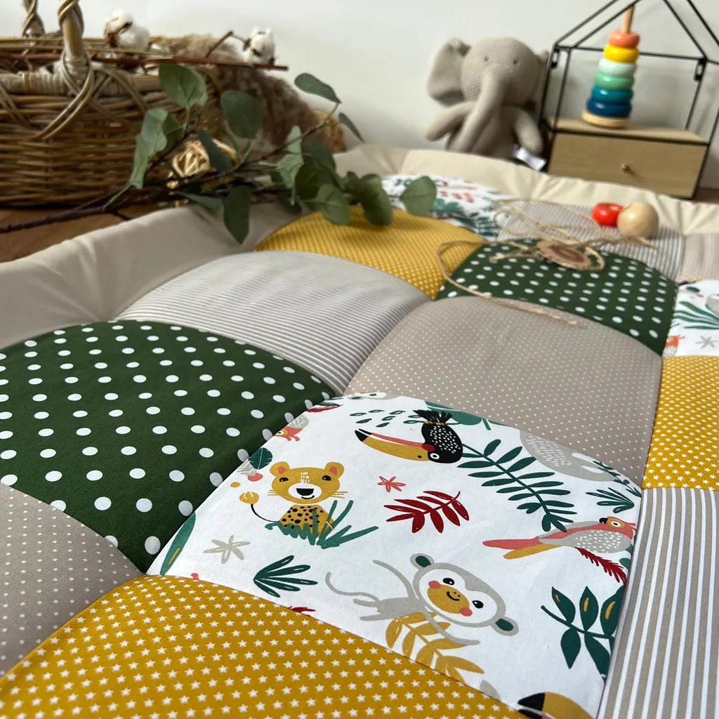 Nähpaket * Krabbeldecke* Patchwork * Savanne Gelb Grün-stoffwerk-siegen