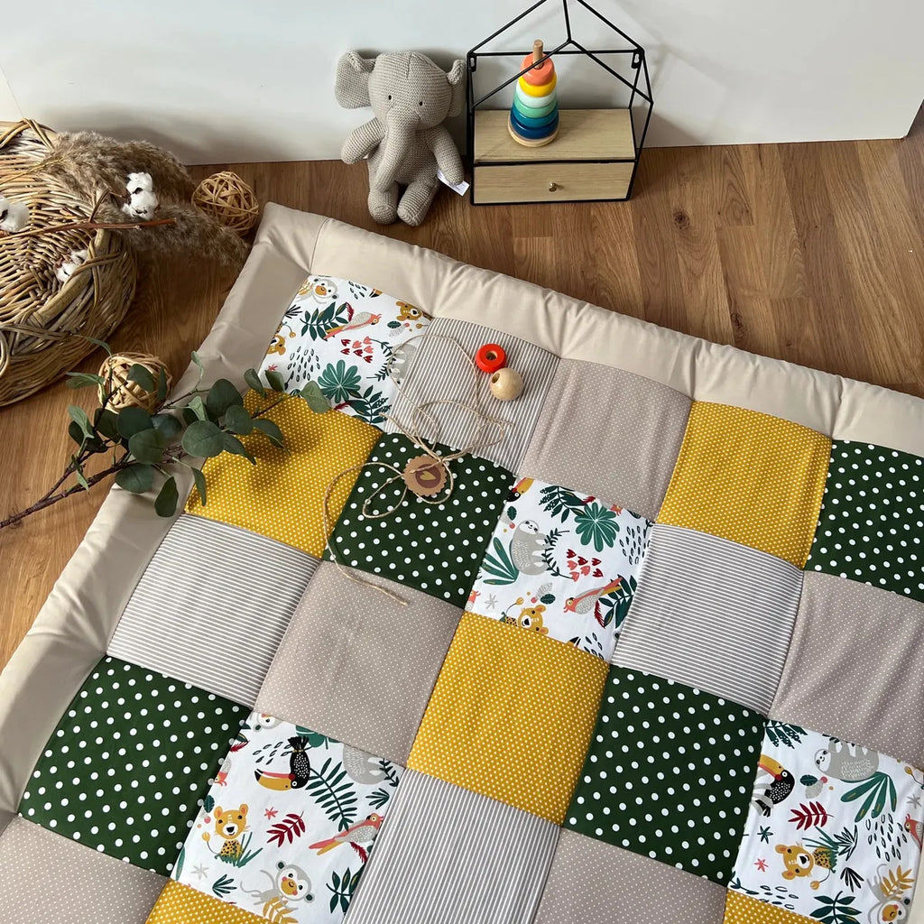 Nähpaket * Krabbeldecke* Patchwork * Savanne Gelb Grün-stoffwerk-siegen
