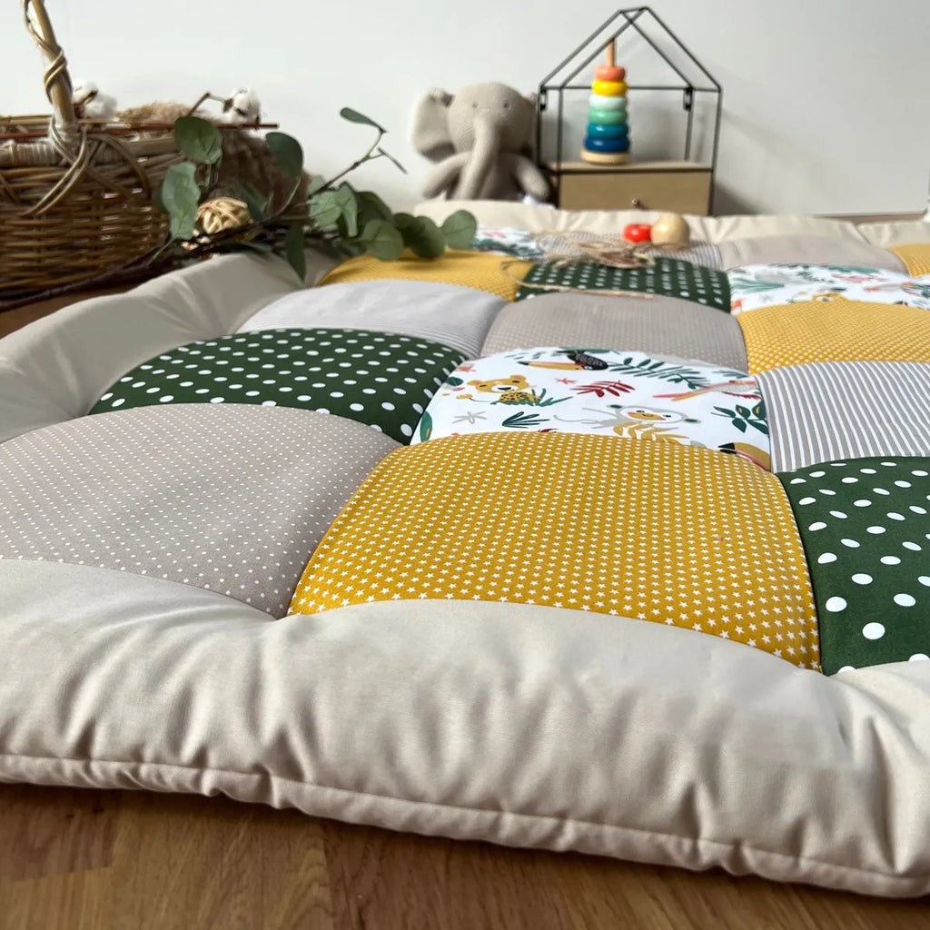 Nähpaket * Krabbeldecke* Patchwork * Savanne Gelb Grün-stoffwerk-siegen