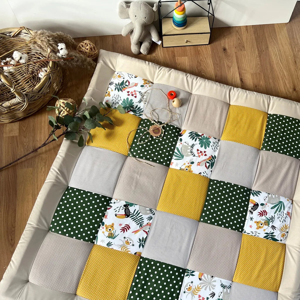 Nähpaket * Krabbeldecke* Patchwork * Savanne Gelb Grün-stoffwerk-siegen