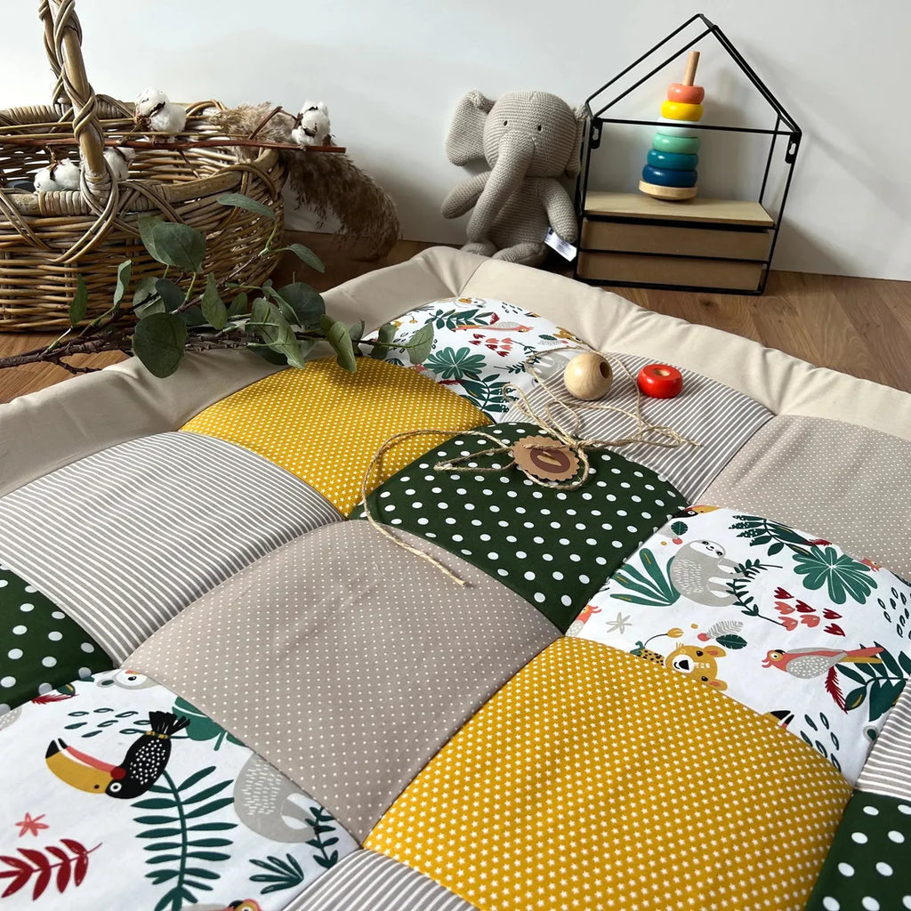 Nähpaket * Krabbeldecke* Patchwork * Savanne Gelb Grün-stoffwerk-siegen