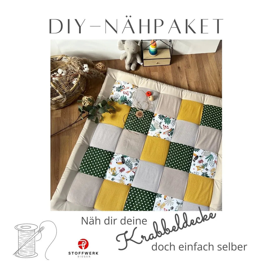 Nähpaket * Krabbeldecke* Patchwork * Savanne Gelb Grün-stoffwerk-siegen
